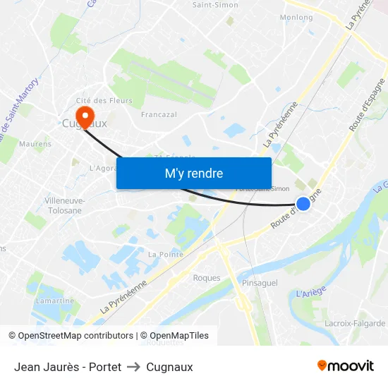 Jean Jaurès - Portet to Cugnaux map