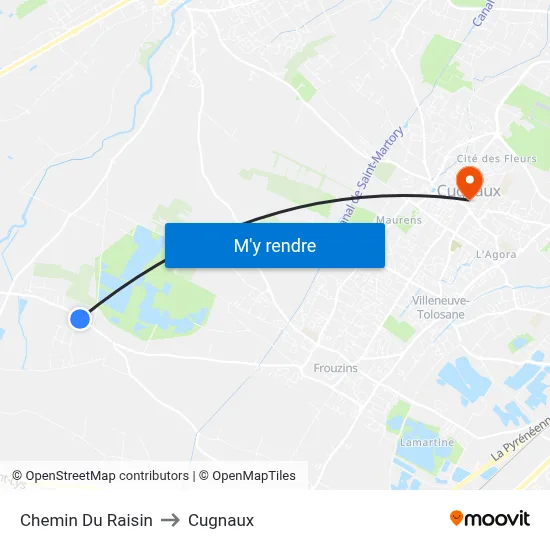 Chemin Du Raisin to Cugnaux map
