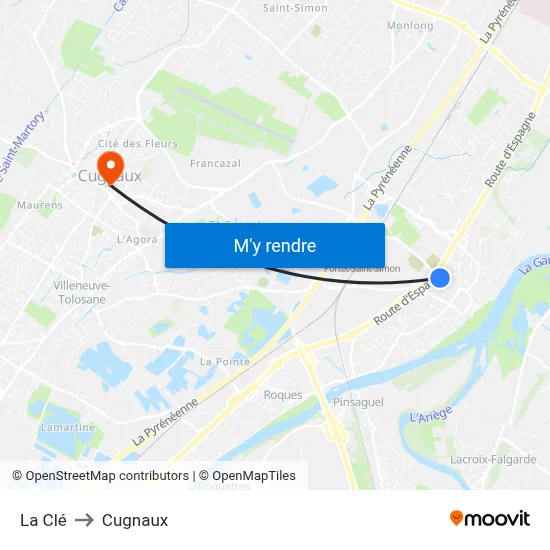 La Clé to Cugnaux map