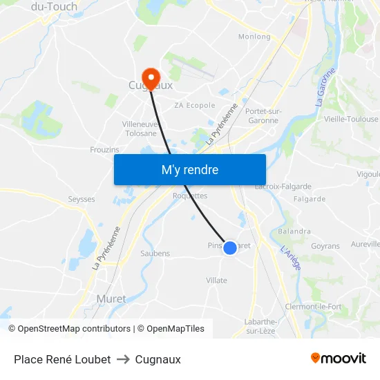 Place René Loubet to Cugnaux map