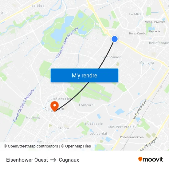 Eisenhower Ouest to Cugnaux map