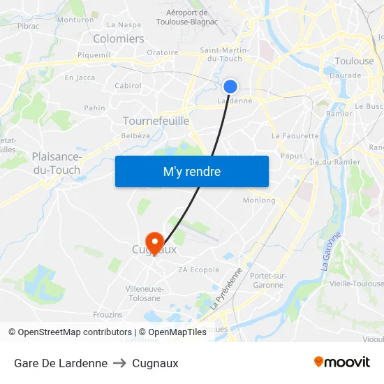 Gare De Lardenne to Cugnaux map