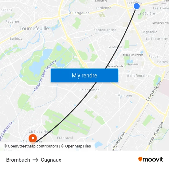 Brombach to Cugnaux map