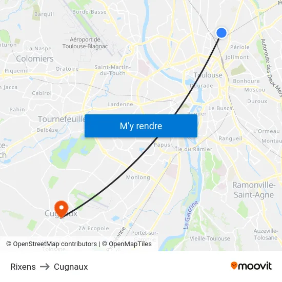 Rixens to Cugnaux map