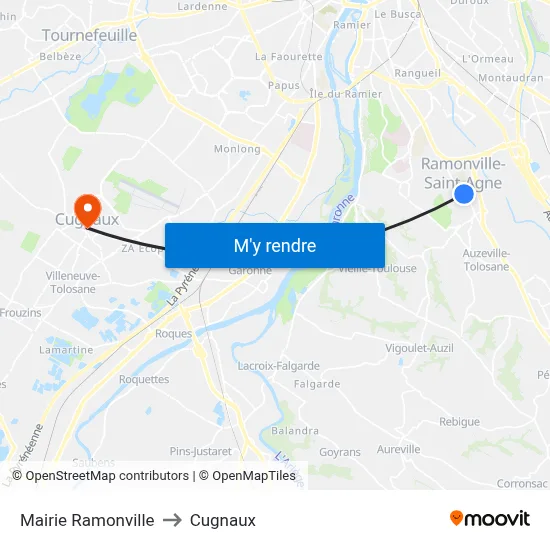 Mairie Ramonville to Cugnaux map