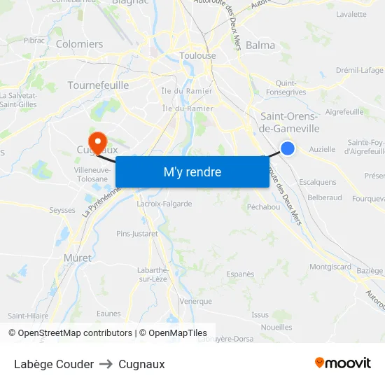 Labège Couder to Cugnaux map