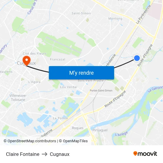 Claire Fontaine to Cugnaux map