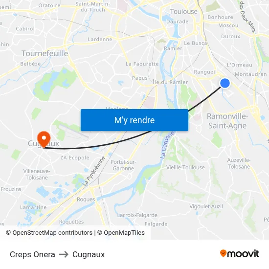 Creps  Onera to Cugnaux map