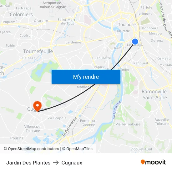 Jardin Des Plantes to Cugnaux map