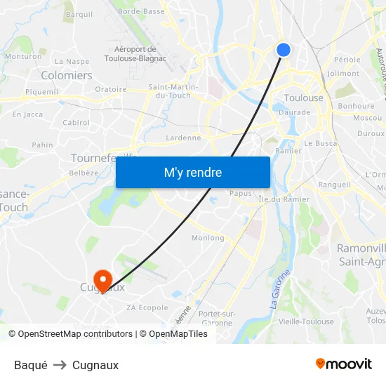 Baqué to Cugnaux map
