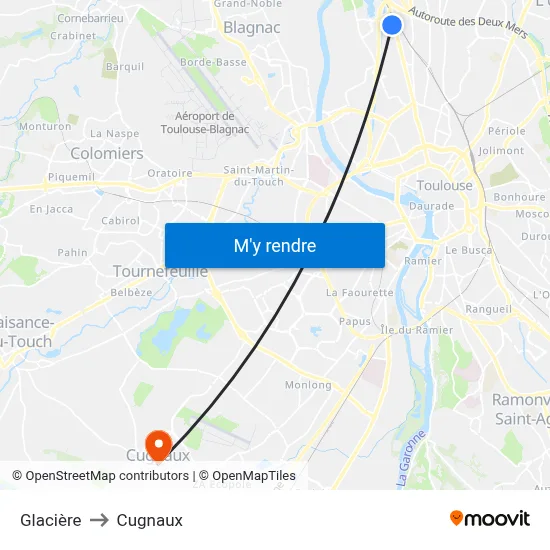 Glacière to Cugnaux map