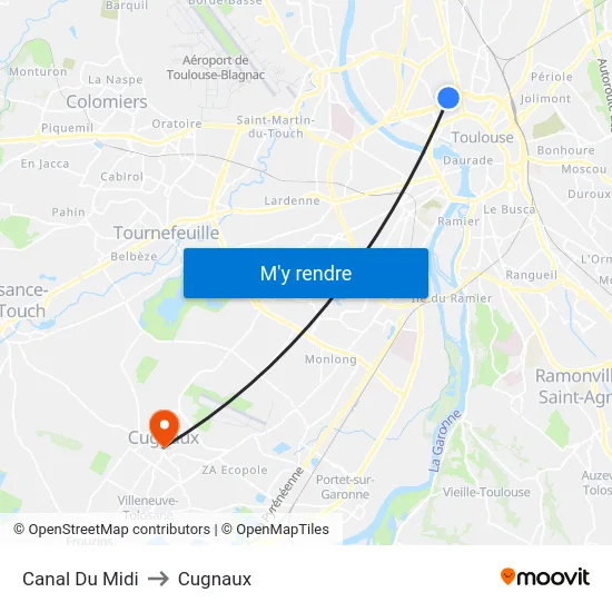 Canal Du Midi to Cugnaux map