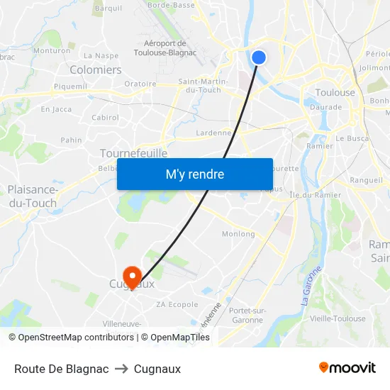 Route De Blagnac to Cugnaux map