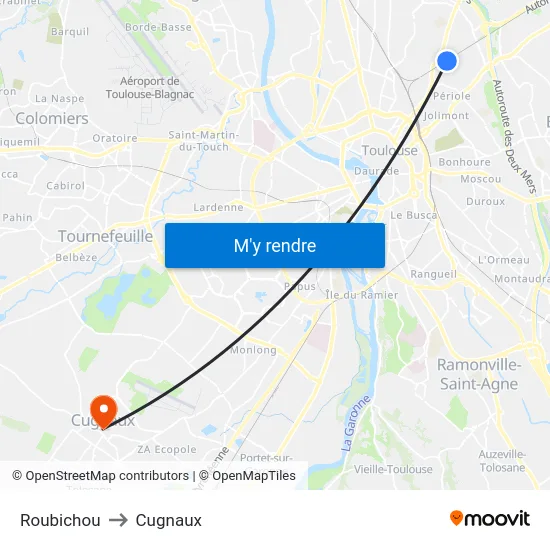 Roubichou to Cugnaux map