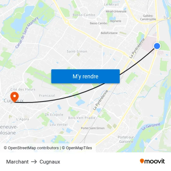 Marchant to Cugnaux map