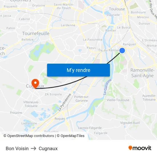 Bon Voisin to Cugnaux map