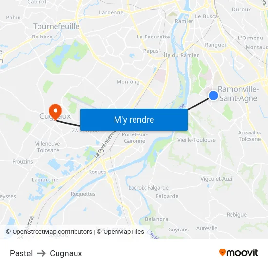 Pastel to Cugnaux map