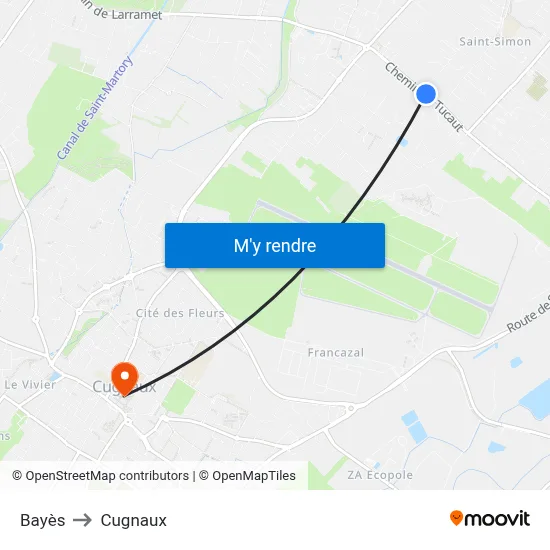 Bayès to Cugnaux map