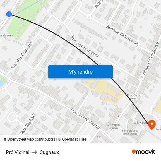 Pré Vicinal to Cugnaux map