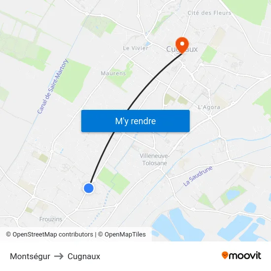 Montségur to Cugnaux map