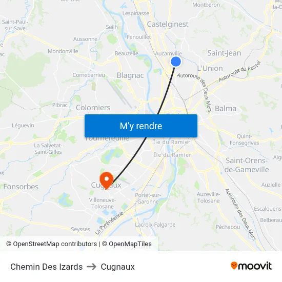 Chemin Des Izards to Cugnaux map