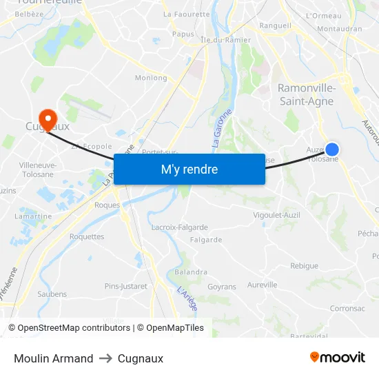 Moulin Armand to Cugnaux map