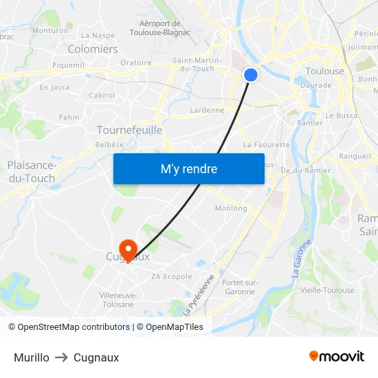 Murillo to Cugnaux map