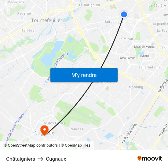 Châtaigniers to Cugnaux map