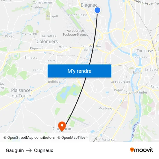 Gauguin to Cugnaux map