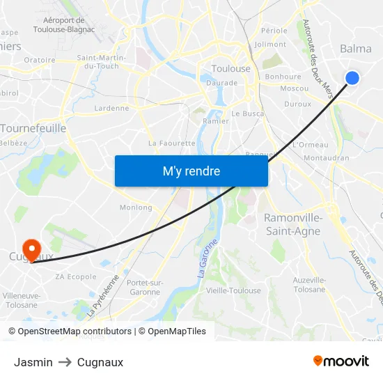 Jasmin to Cugnaux map