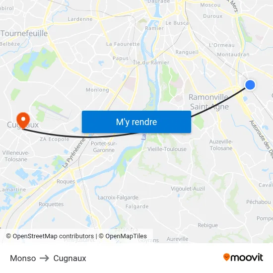 Monso to Cugnaux map
