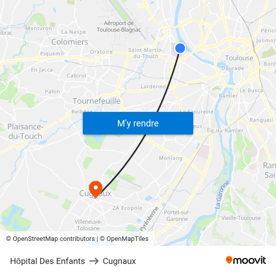 Hôpital Des Enfants to Cugnaux map