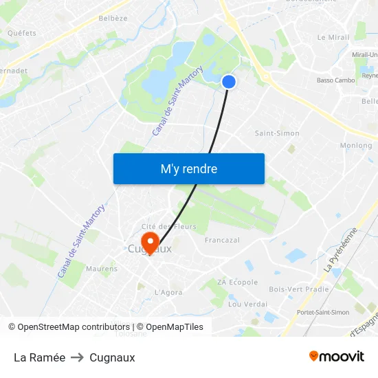La Ramée to Cugnaux map