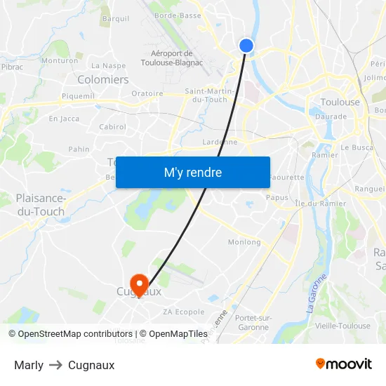 Marly to Cugnaux map