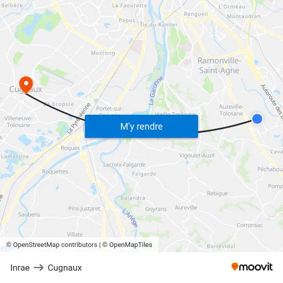 Inrae to Cugnaux map