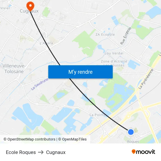 Ecole Roques to Cugnaux map