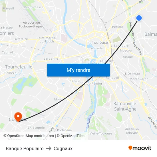 Banque Populaire to Cugnaux map