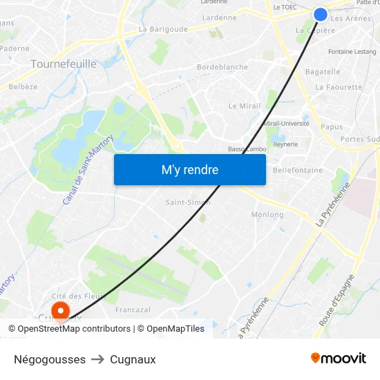 Négogousses to Cugnaux map