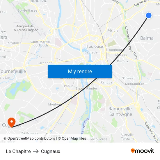 Le Chapitre to Cugnaux map