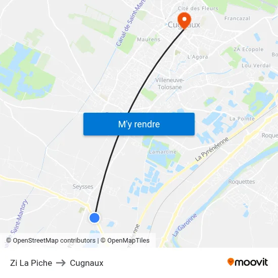Zi La Piche to Cugnaux map