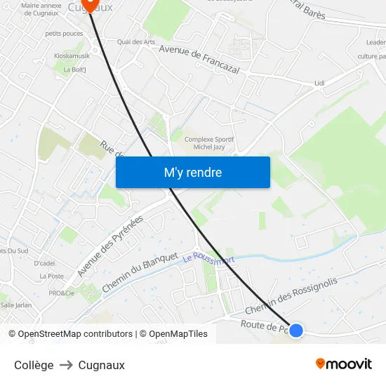 Collège to Cugnaux map