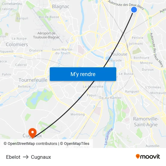 Ebelot to Cugnaux map