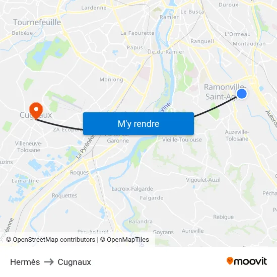 Hermès to Cugnaux map