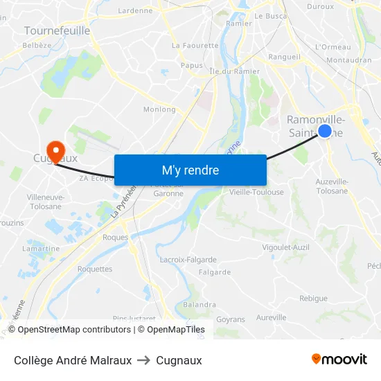 Collège André Malraux to Cugnaux map