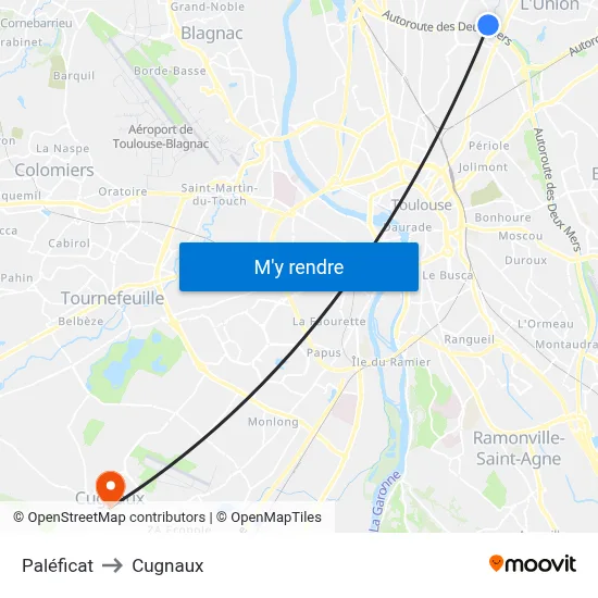 Paléficat to Cugnaux map