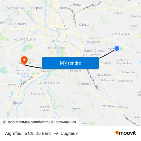 Aigrefeuille Ch. Du Baric to Cugnaux map
