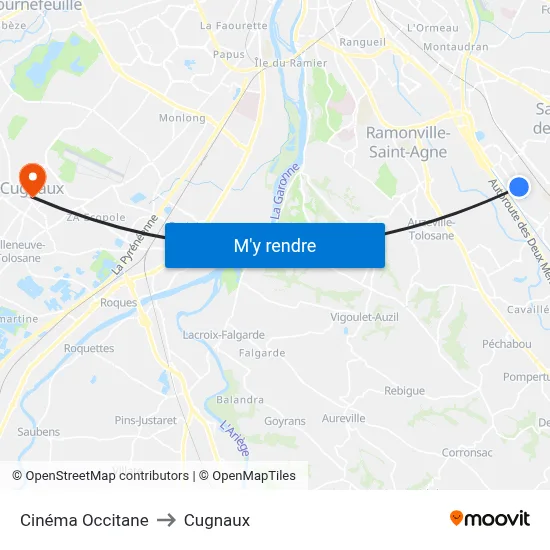 Cinéma Occitane to Cugnaux map