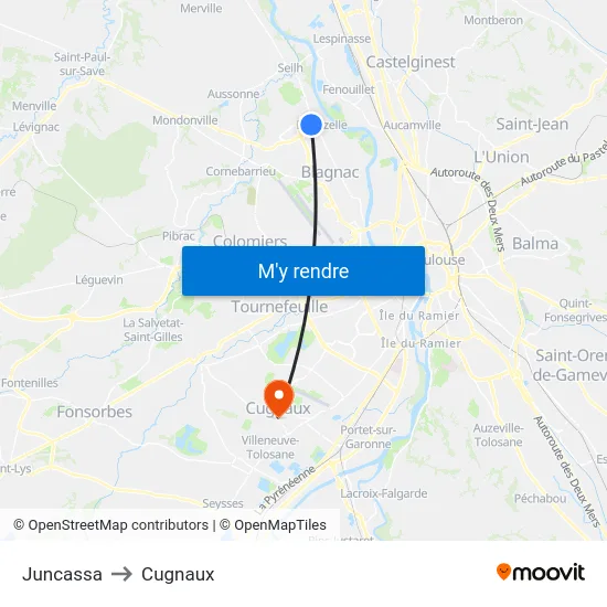 Juncassa to Cugnaux map