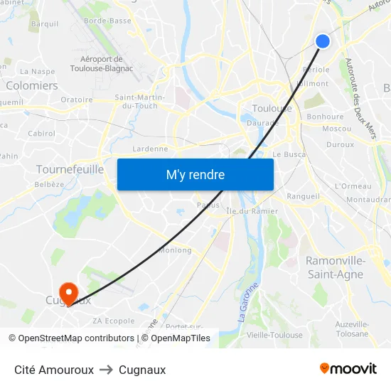 Cité Amouroux to Cugnaux map