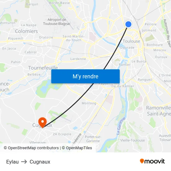 Eylau to Cugnaux map